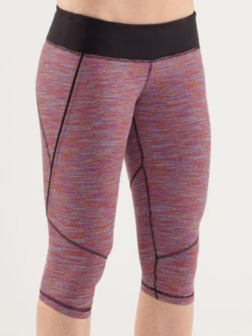 Lululemon Run: Excel Crops "Wee Are From Space Black Combo/Aquamarine" Sz 6